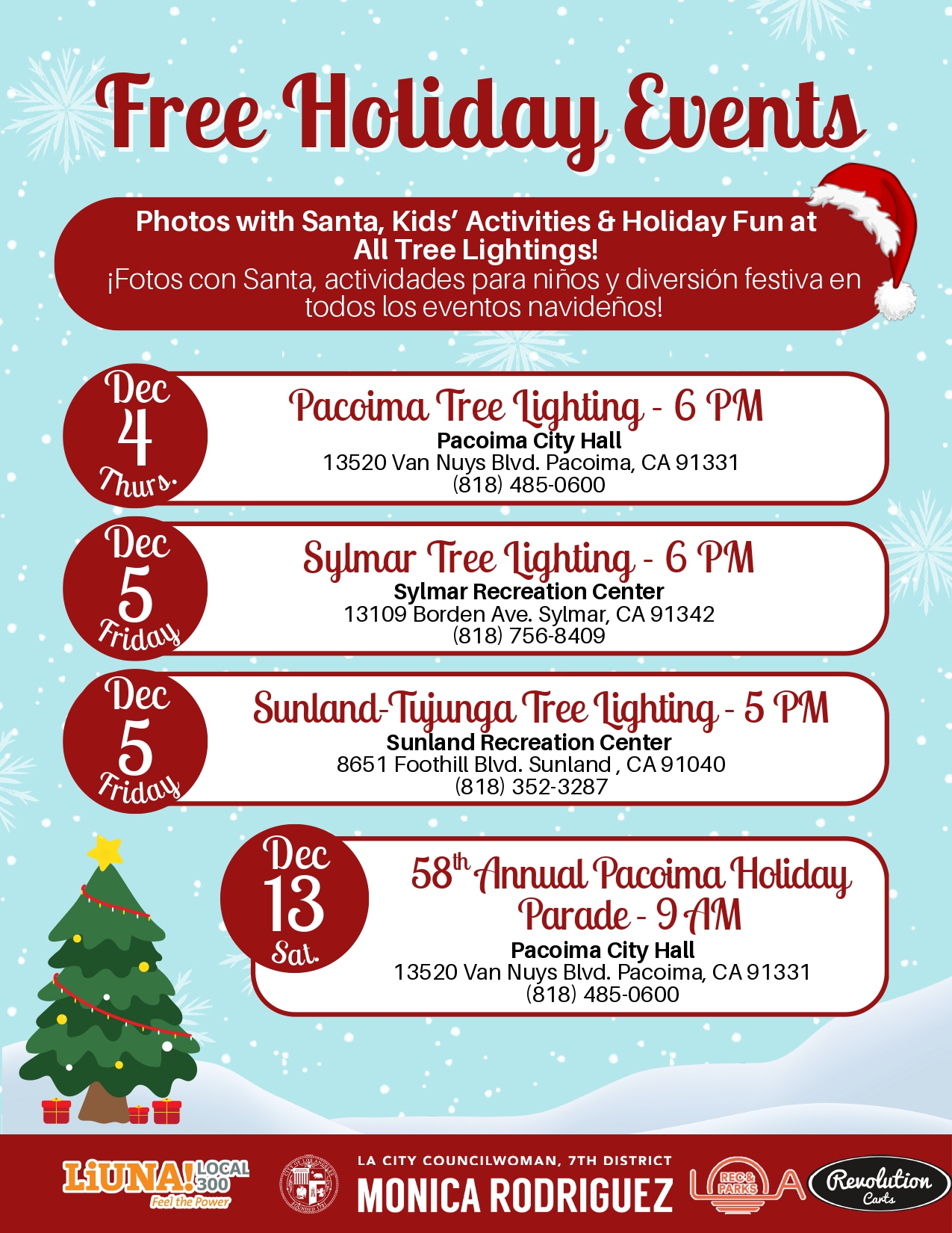 Free Holiday Event & Tree Lighting at Sunland Park - Dec 5th @ 5PM
